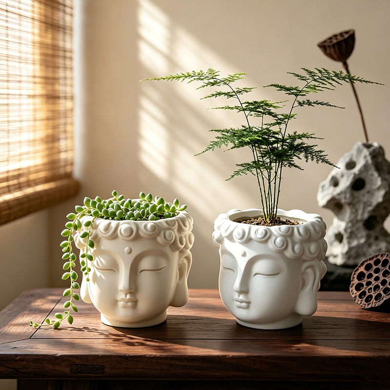 Buddha Head Shaped Resin Plant – Echeveria Succulent Bewertung und Preis