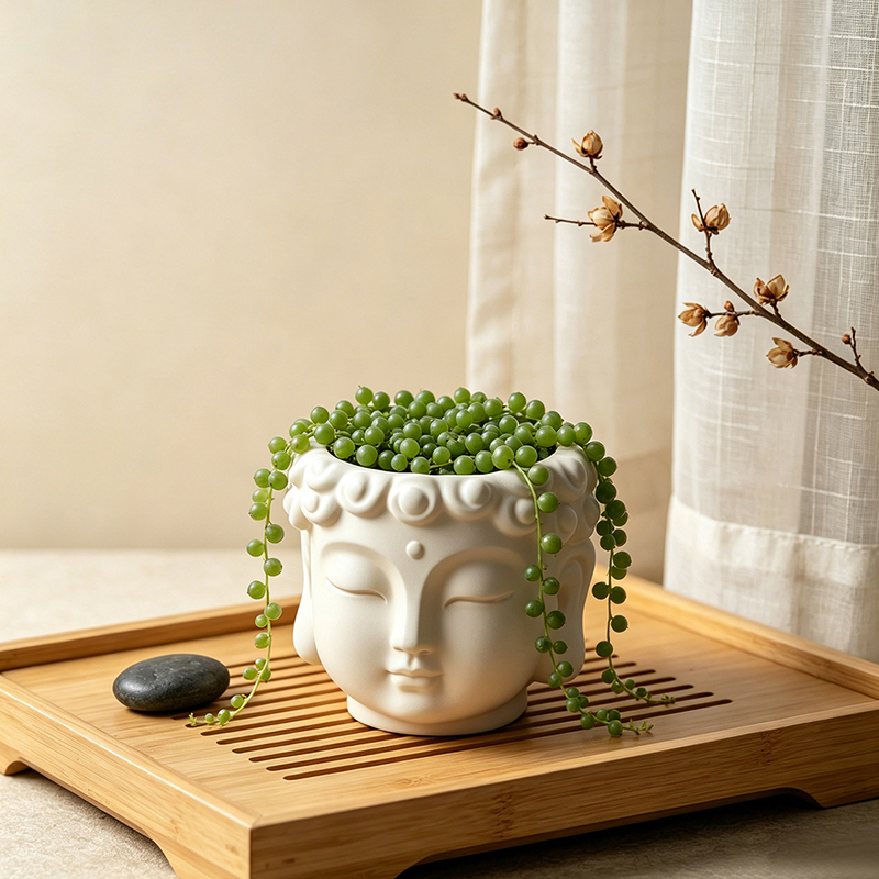 Buddha Head Shaped Resin Plant – Echeveria Succulent Bewertung und Preis